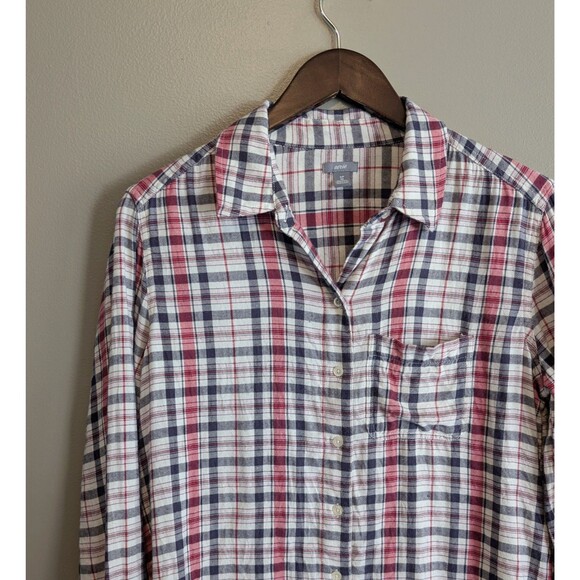 Aerie Size Small Plaid Flannel Top Red Womens Lightweight Shirt Button Up S - Picture 4 of 5